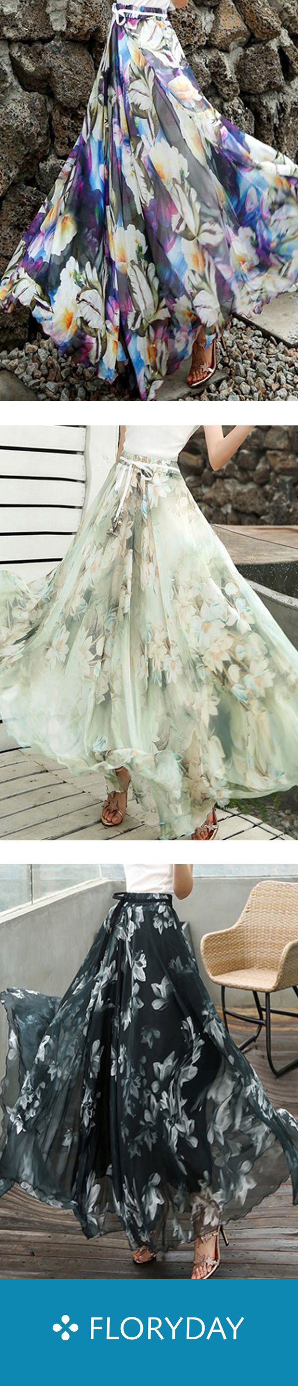 lässige Maxi Schärpenröcke mit Blumenmuster lässige Maxi Schärpenröcke mit Blumenmuster