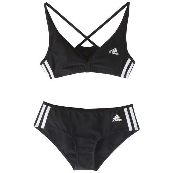 Adidas Authentic 2-Piece Bikini, Black ($20) found on Polyvore