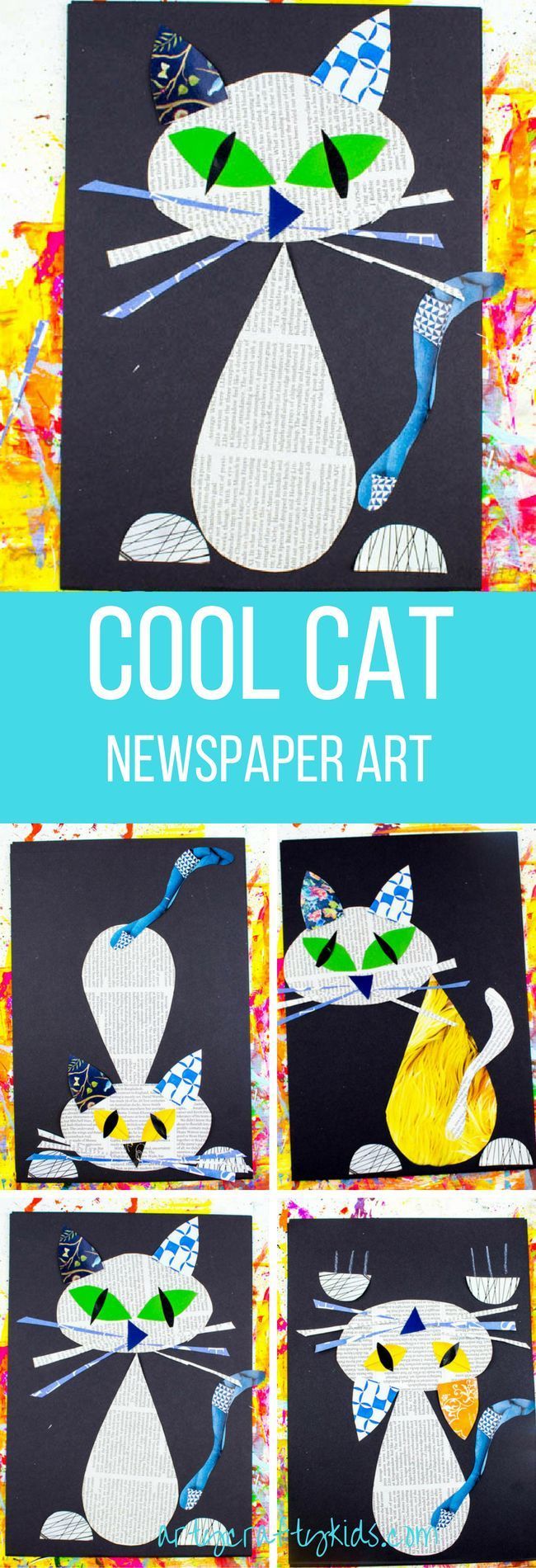 Arty Crafty Kids | Kunst | Cooles Katzenzeitungskunstprojekt für Kinder | Ein l...