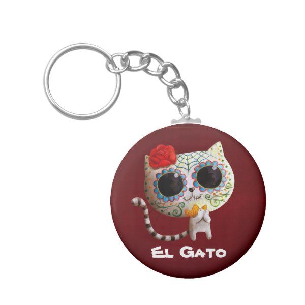 Design/'s by Cyere Wood Sugar Skull Key Chain
