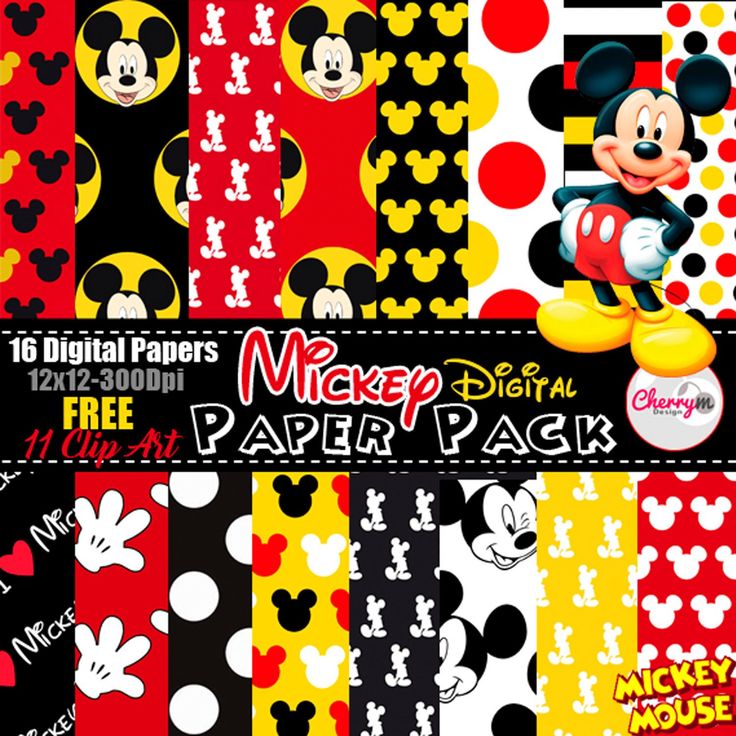 Mickey Mouse digital paper FREE Clip art, scrapbook papers, wallpaper Mickey Mouse digital paper FREE Clip art, scrapbook papers, wallpaper