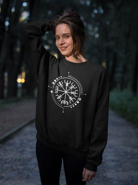 Wiccan and Pagan Symbolism Mens Long Sleeve Crew Neck Pullover Wiccan and Pagan Symbolism Mens Long Sleeve Crew Neck Pullover