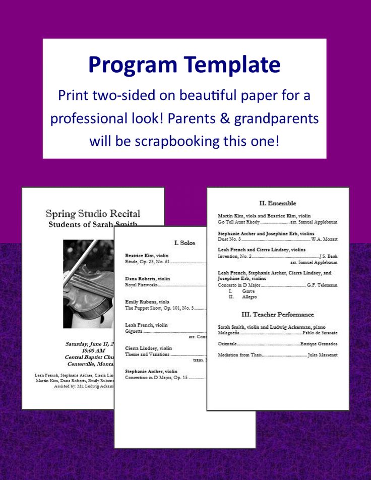 violin recital program template