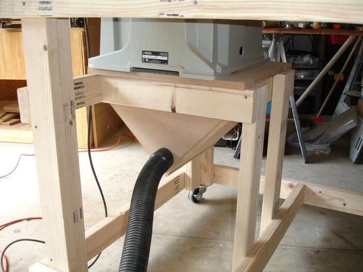 Nice Dust Collection Hopper For Table Saw But I Wonder If It Has Good Suction Near The Blade Workbench Woodworking Table Saw Workbench Woodworking, Table Saw Dust Collection Plans