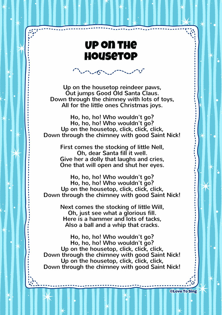 Free Lyric Monday! 🎵 🎄 🎅 Up on the Housetop favorite Christmas song for Free Lyric Monday! 🎵 🎄 🎅 Up on the Housetop favorite Christmas song for