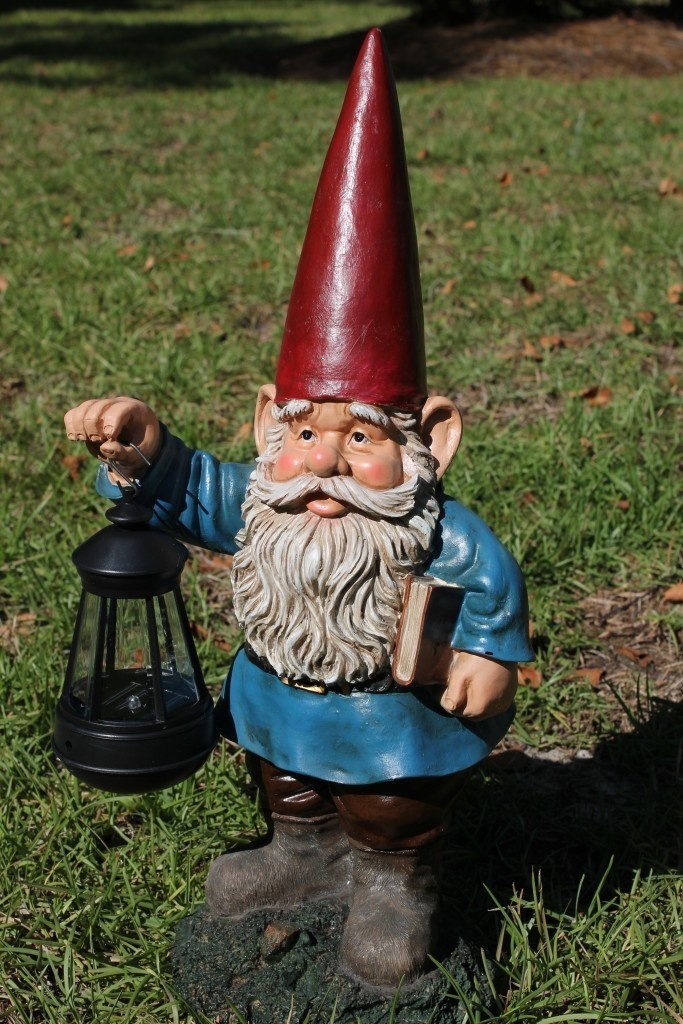 Standing Gnome with Solar Lantern Garden Statue | Garden statues, Solar