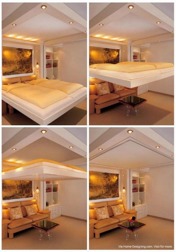 Ideas For Space Saving In Small Bedroom Part - 37: Very Cool Space Saver But Donu0027t Think Ceiling Are High Enough. The Bed Is Stored In The Ceiling.