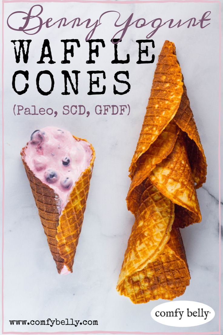 FROZEN BERRY YOGURT WAFFLE CONES Ice cream cones are a summer must. This delicio...