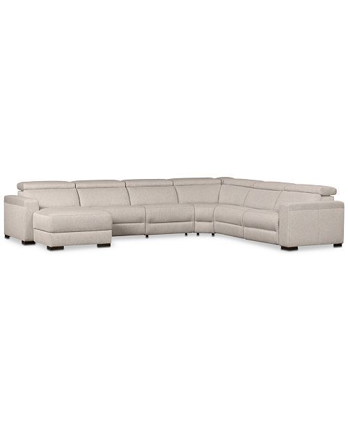 Furniture Nevio 6-Pc. Fabric Sectional Sofa with Chaise, 3 Power