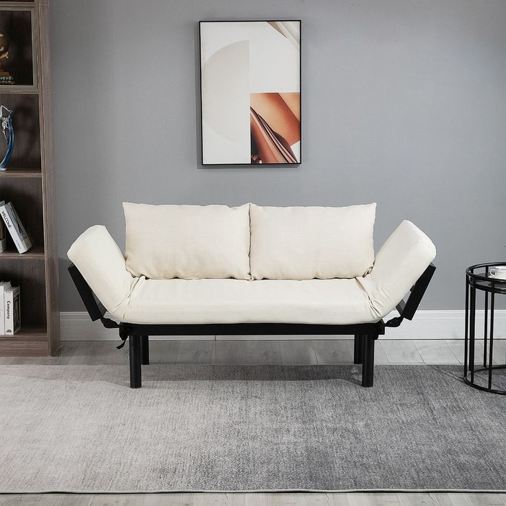 Homcom Single Person 3 Position Convertible Couch Chaise Lounger Sofa Bed Cream Aosom In 2021 Sofa Bed Black Large Accent Pillows Chaise Lounger