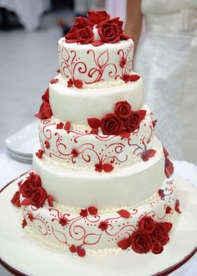 Best 20 Red Wedding Cakes Ideas On Pinterest Change To Purple Or Blue Flowers And Design All White Extravagant Wedding Cakeswhite Cakescake Weddingred