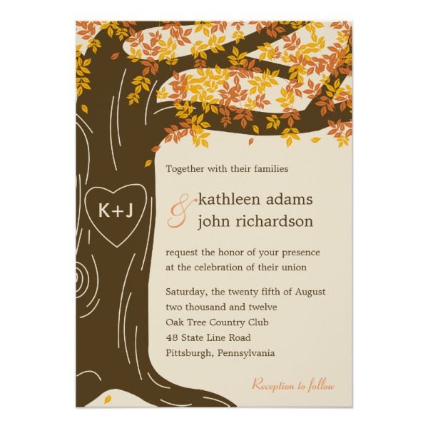 oak tree fall wedding invitation in 2018 weddings pinterest