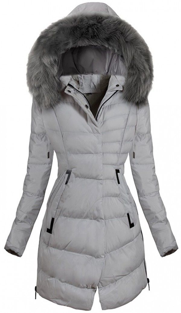 Parka Kabat Carin Szurke Kabatok Grey Puffer Coat Long Hooded Coat Down Coat