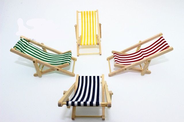 Blue Dollhouse Miniature Colorful Summer Adirondack Lawn Chair Closeout