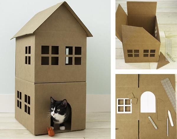 créer une maison de jeu en carton pour nos chats | deco maison