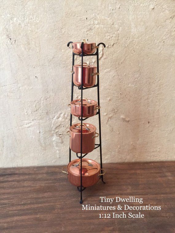 Dollhouse Miniature Wall Pot Hanger Kitchen Utensil Black Metal 1:12 Scale