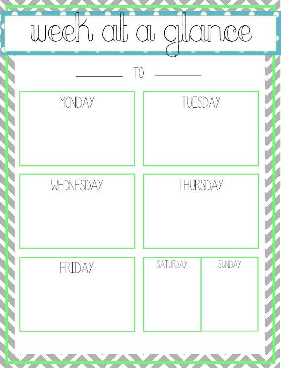 7 days at a seem - Printable Tutoring 7 days at a seem photograph relating to Week at a Glance Templates identify 7 days at a look - Printable Tutoring 7 days at a seem