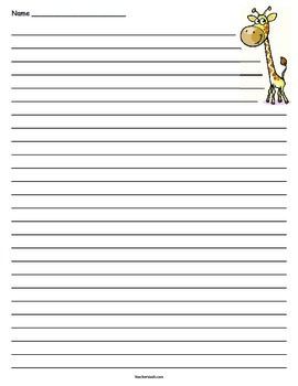 giraffe lined paper lined writing paper printable lined stationary printable