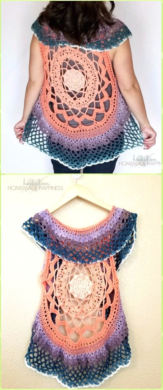 Diy Crochet Circular Vest Sweater Jacket Free Patterns Crochet