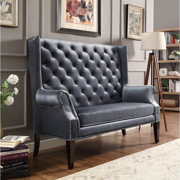 Colston Velvet 58 3 Rolled Arm Loveseat Love Seat Furniture Living Room Seating