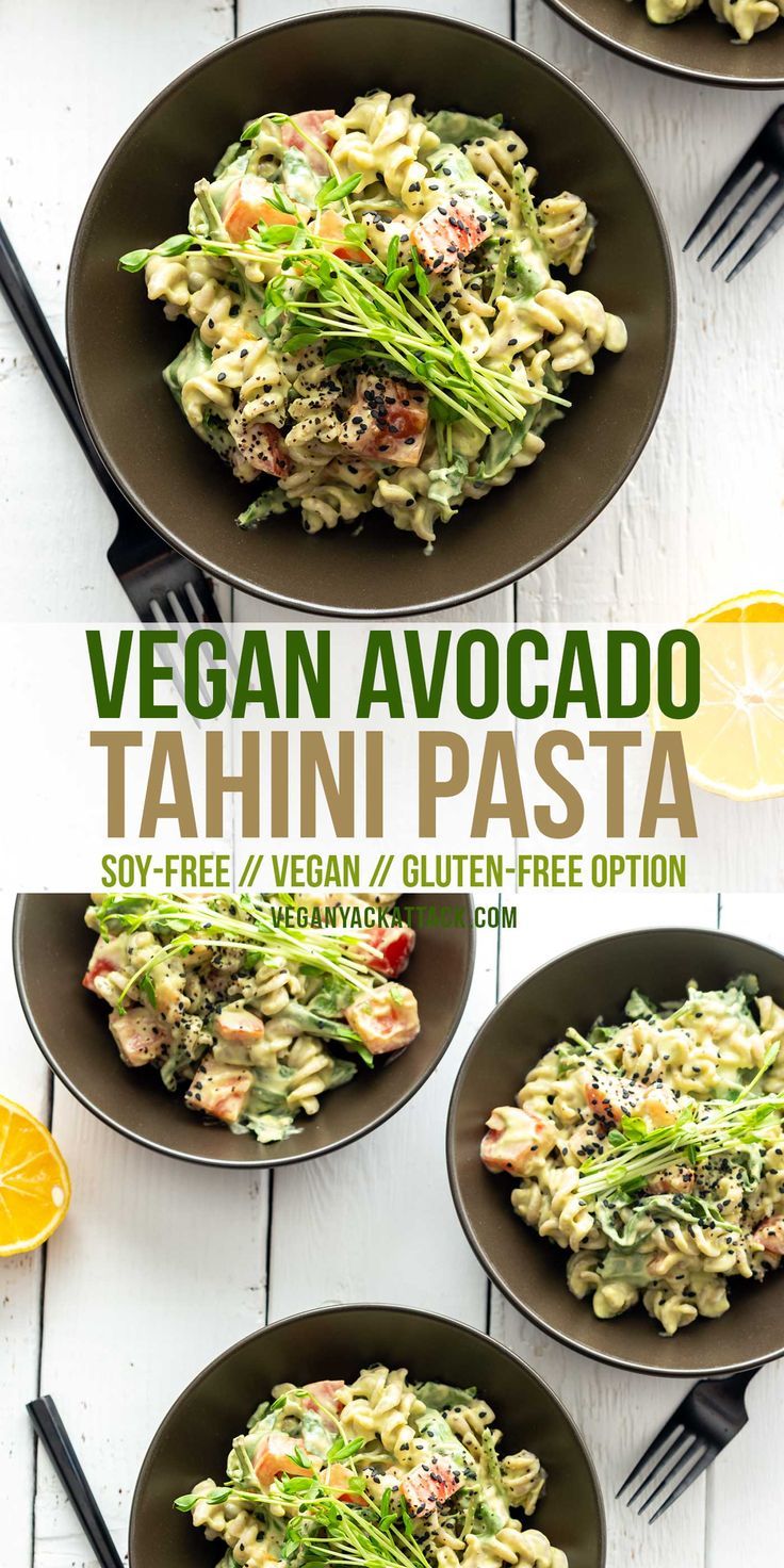 Gluten Free Avocado Tahini Pasta Vegan Pasta Dish Soy Free Recipes Soy Free Vegan