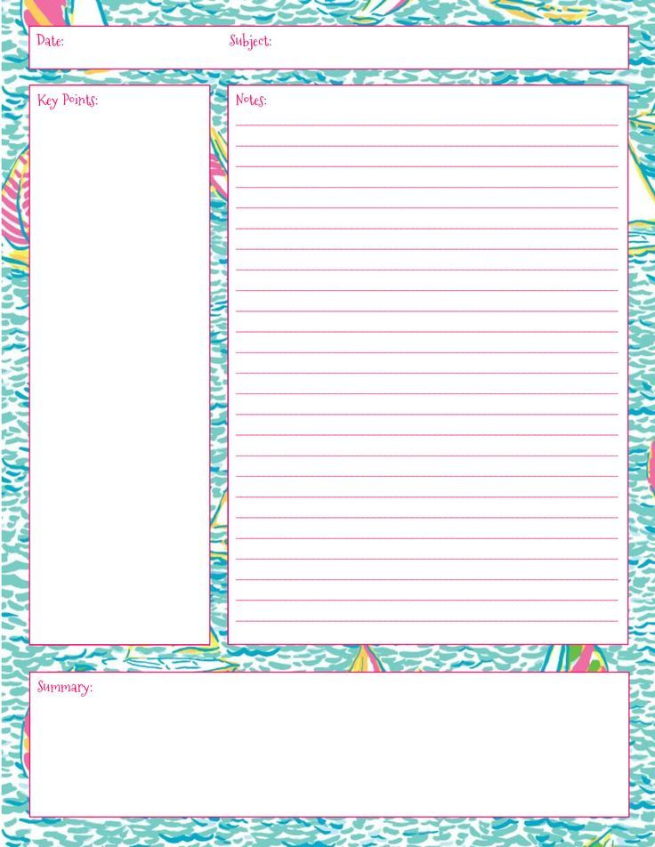 Lilly Note Taking Printables! Also in First Impression, Get Nauti - cornell note template Lilly Note Taking Printables! Also in First Impression, Get Nauti - cornell note template