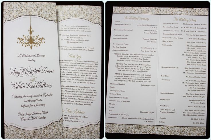 Gold Brown Chandelier And Ornate Pattern Folding Tea Length Gold Brown Chandelier And Ornate Pattern Folding Tea Length Wedding Programs Invitations Stationary Pinterest Chandeliers