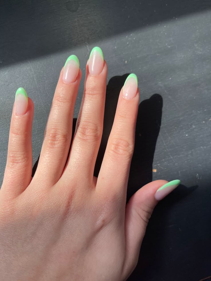Spring-Summer Nails 2021 | Green acrylic nails, French tip acrylic