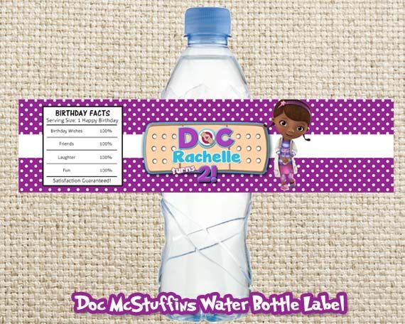 Doc McStuffins Water Bottle Label Printable by WittyParties, $3.00 | Doc mcstuffins birthday ...