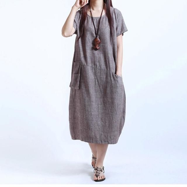 Nice Elegant 2018 Women Dress Looss Plus Large Size Was Thin Cotton Linen Pregnant Women Clothes Casual Fashion Dresses