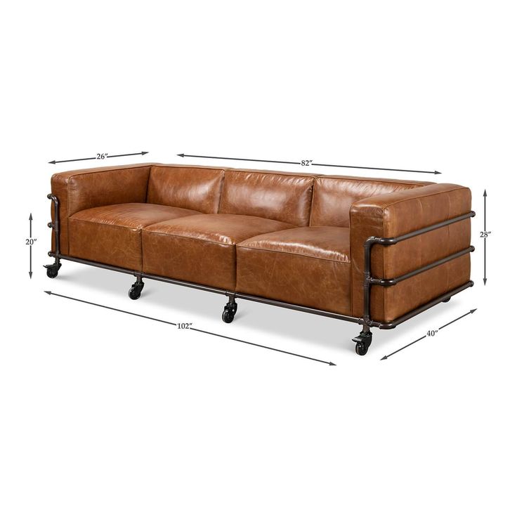 British Industrial Leather Sofa Upholstered British Industrial Leather Sofa, Industrial Style Leather Sofa