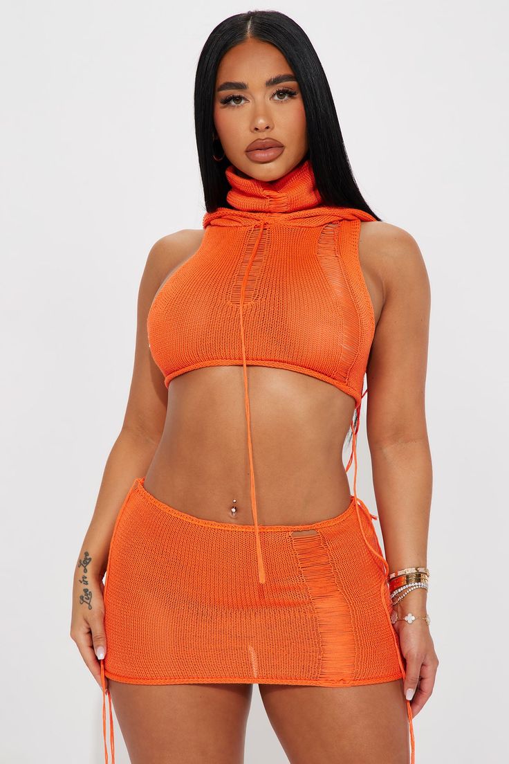Orange skirt fashion nova cheap