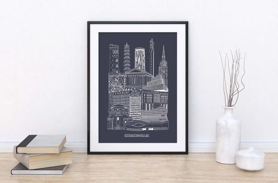 Home Decor City Landmark Selfridges Birmingham Skyline Wall Art Print Poster