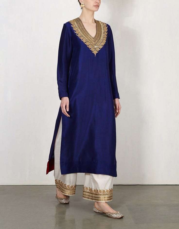 Blue Zardozi Kurta With Pants In 2020 Indian Fashion Fashion Indian Outfits