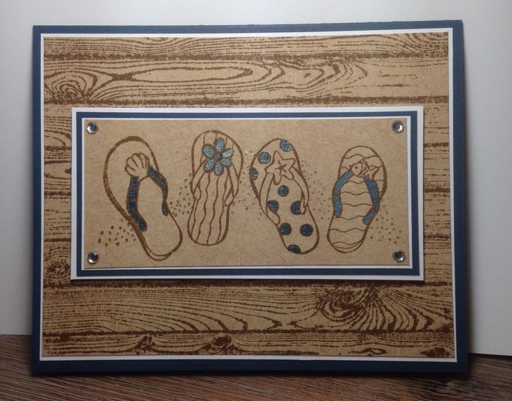 Superior Kaszazz Card Making Ideas Part - 12: Beach Inspired Card Using Stampin Up U0027hardwood Stampu0027 And Kaszazz U0027Aussie Thong Border