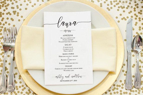 Printable guest name calligraphy wedding menu card is perfect to Printable guest name calligraphy wedding menu card is perfect to