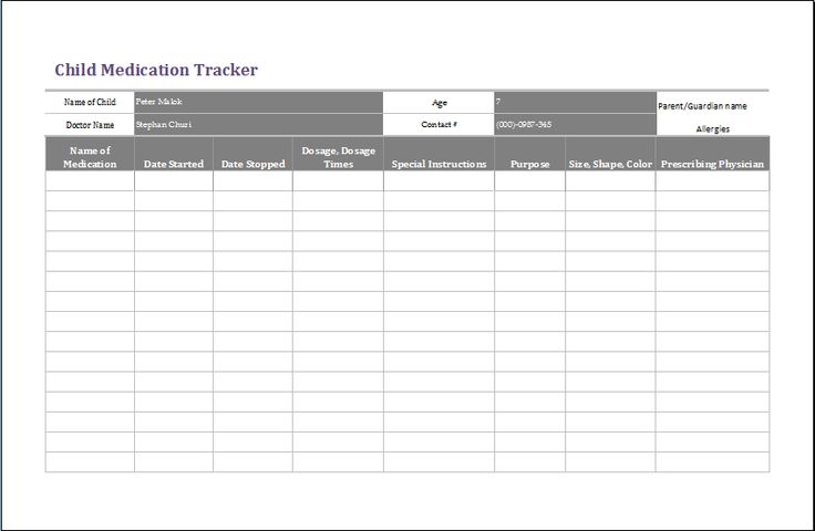 The childu0027s medication tracker needs to be divided into various - download payslip template The childu0027s medication tracker needs to be divided into various - download payslip template