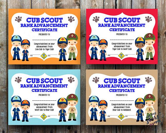 ˚✰˚ .★* Cub Scout Rank Advancement Certificate and Award Pack ˚✰˚ .★* NOTE: This listing is for digital files only. No physical items will be printed or mailed to you. ✦✦WHATS INCLUDED✦✦ ==================================== 8 high resolution 8.5x11 files in both JPG and PDF format