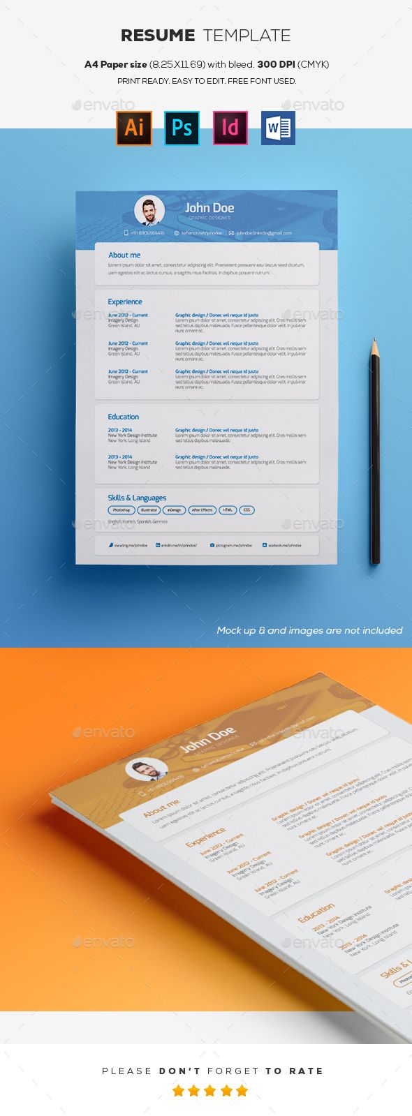 Resume Templates #stationery #corporate identity • Download here → https://graphicriver.net/item/resume-templates/20671745?ref=pxcr