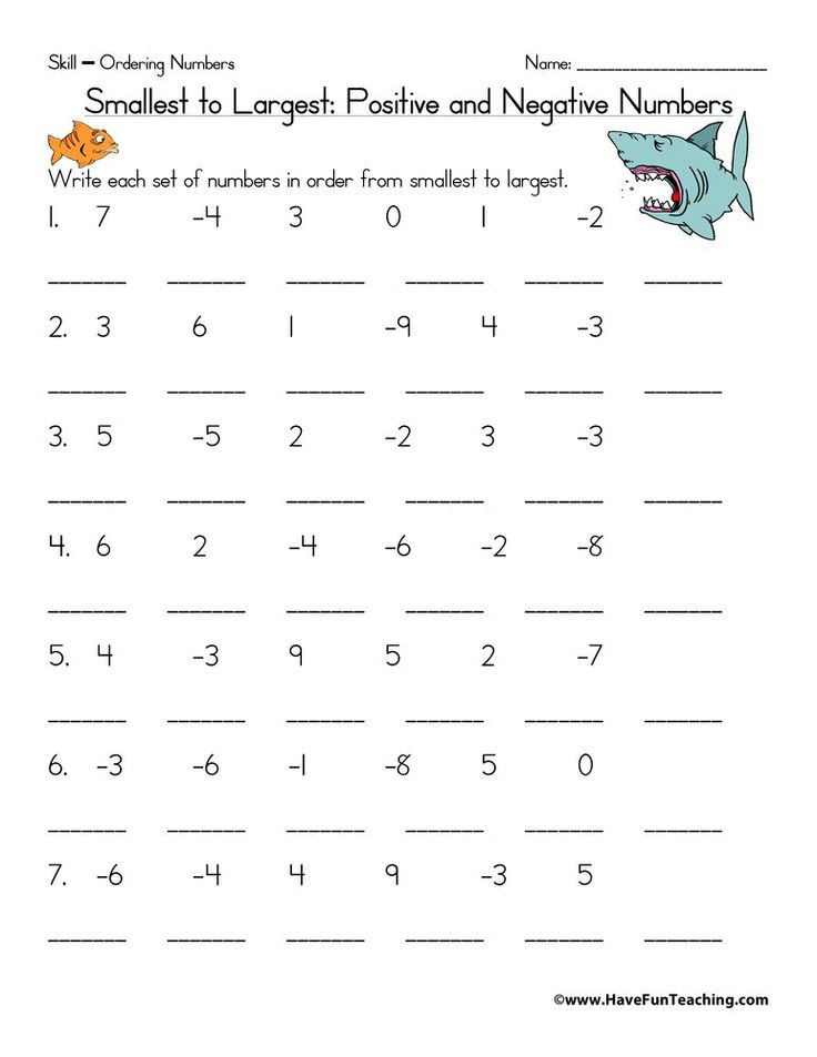 ordering negative numbers worksheet negative numbers