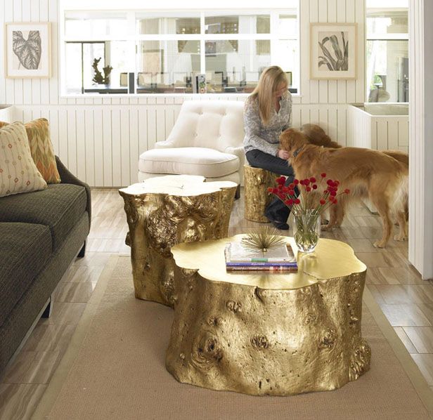 Gold Leaf Log Tables Design Blog Happens Ide Dekorasi Rumah Dekor Desain Interior - Wood Log Coffee Table