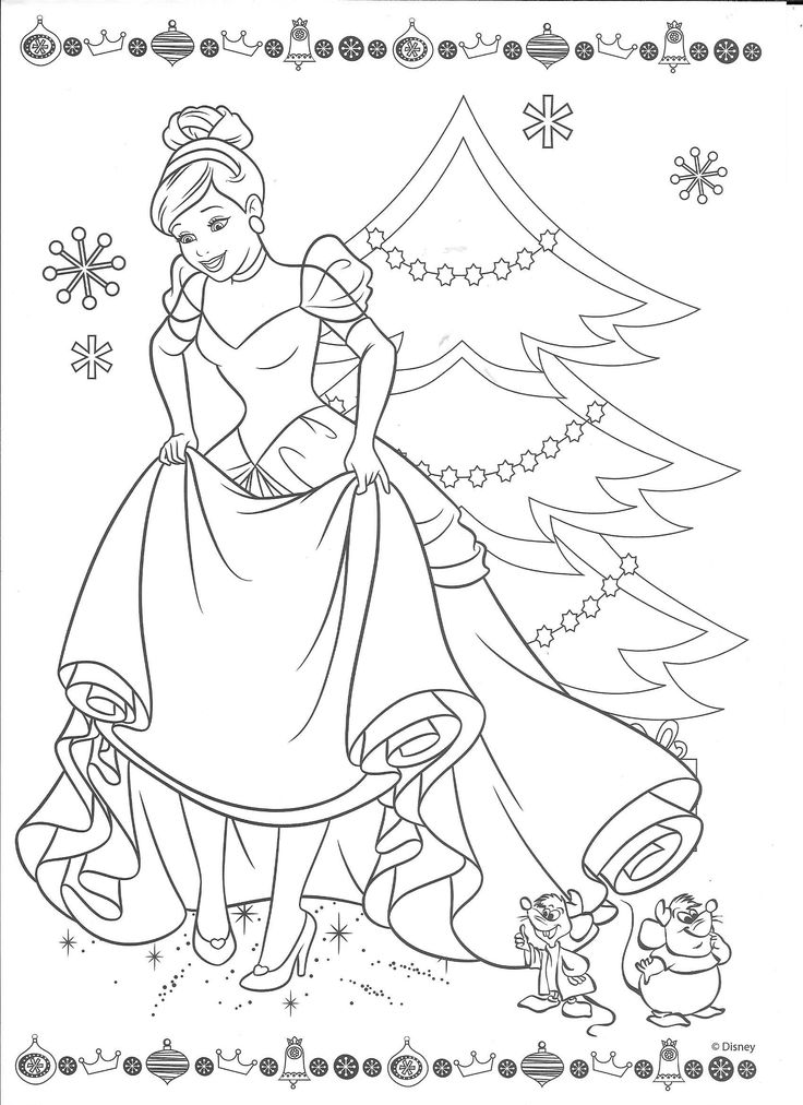 Cinderella Christmas Kid Stuff Disney Coloring Pages