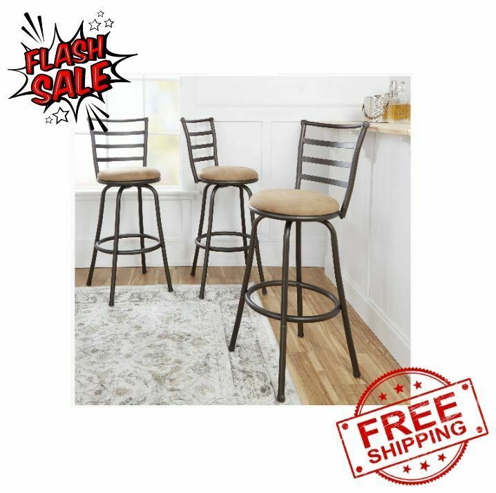 Buy Kealive Bar Stools Set 3 Adjustable Height Pu Leather Barstools Swivel Metal Counter Chair High Back Circular Footrest Bistro Pub Breakfast Kitchen Chai In 2020 Vintage Bar Stools Swivel Bar