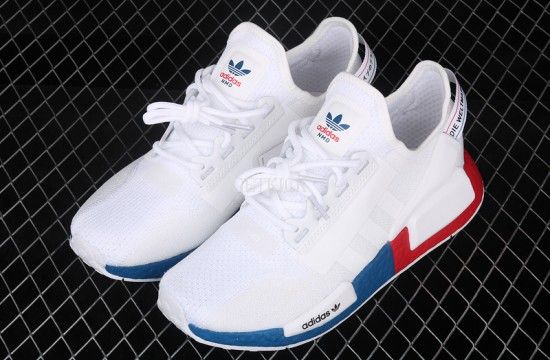 nmd r1 white red blue