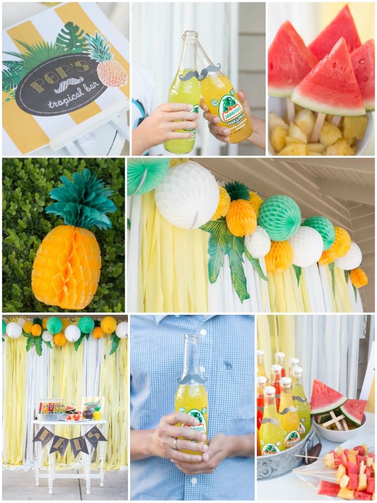 Tropical Father’s Day. Perfect tropical themed party with pineapples, watermel...