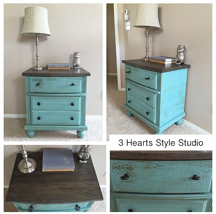 Side Table| Nightstand| painted furniture| refinished furniture| teal