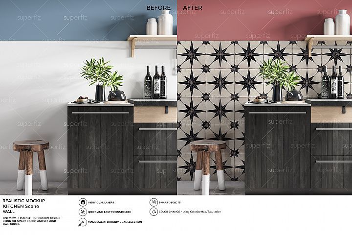 Download Kitchen Psd Mockup To Change The Wall Surface Sm13 163062 Exhibition Design Bundles Mockup Psd Mockup Psd