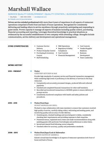 waiter waitress cv example students sample resume resume resume skills for waitress