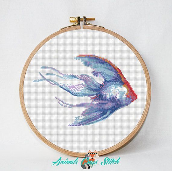Geometric Dolphin cross stitch pattern instant download easy diy gift hoop art decor cute modern baby nursery fish counted cross stitch