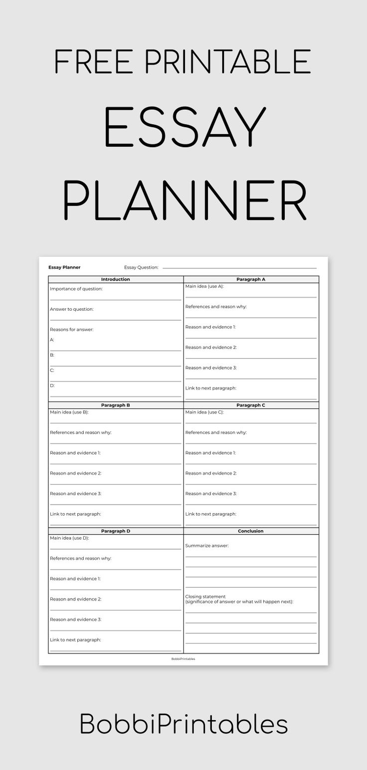 college essay planning template